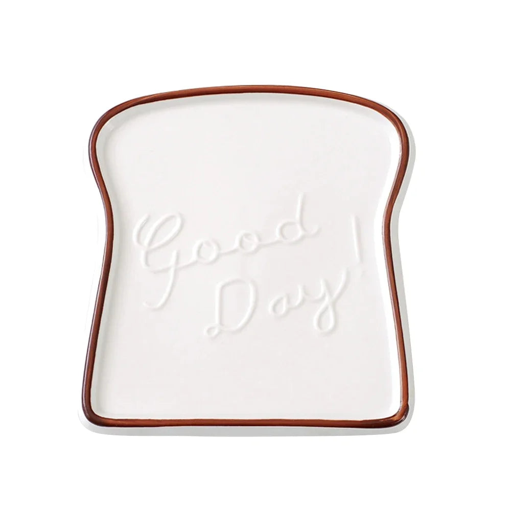 Nordic Ceramic Dessert Bread Plates Toast Shape Breakfast Dinner Cute Plates Western Salad Fruit Snack Tray Decorative Tableware