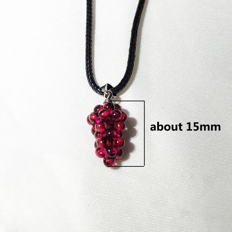 1PC Natural Garnet Grape Pendant Women's Necklace Reiki Healing Decoration Mineral Crystals Material Bead Raw Stone Jewelry