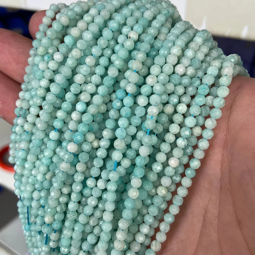Micro Faceted Bead Natural Stone Beads Facted Green Emeralded 2 3 mm Spacer Loose Beads for Jewelry Making Necklace DIY Bracelet