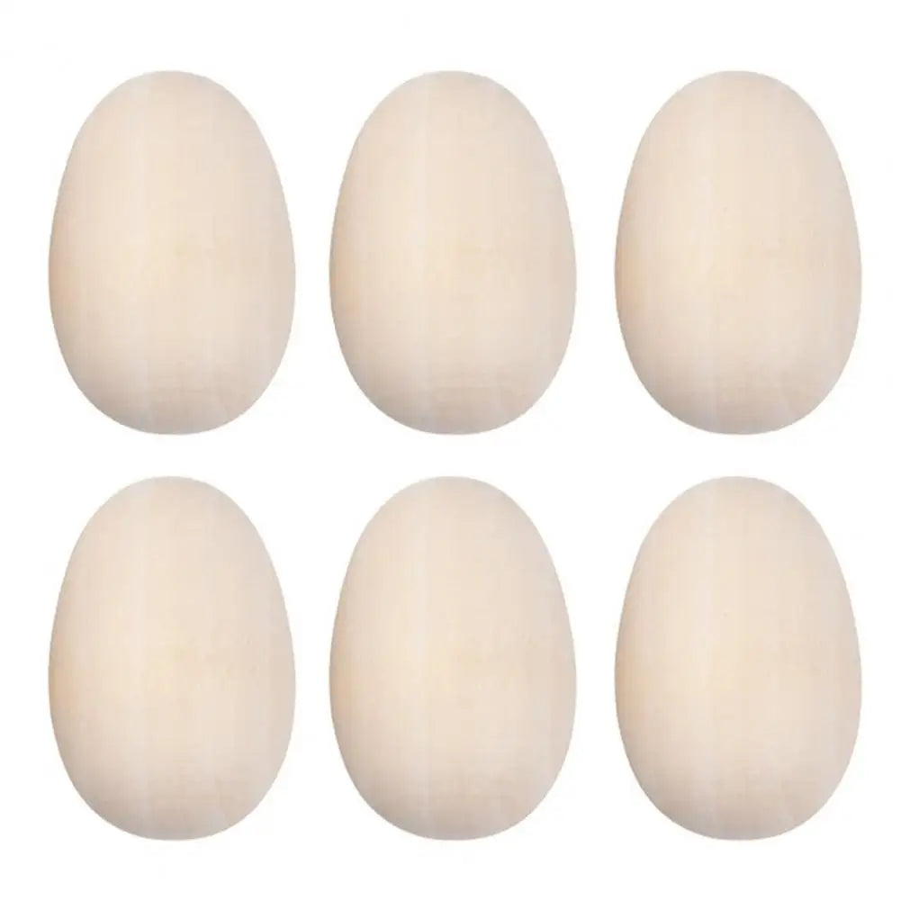 6Pcs Wooden Egg Lightweight Creative DIY Graffiti Painted Wooden Simulated Eggs Durable Natural Wood Eggs For Holiday