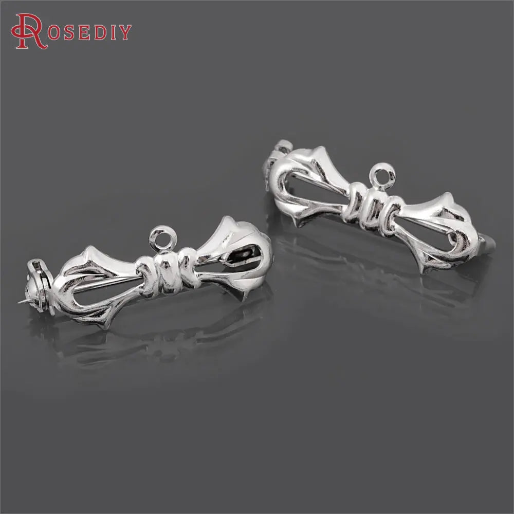 10PCS Antique Bronze Brass Bow Shape Brooch Pins High Quality Diy Jewelry Making Supplies Brooch Accessories for Women