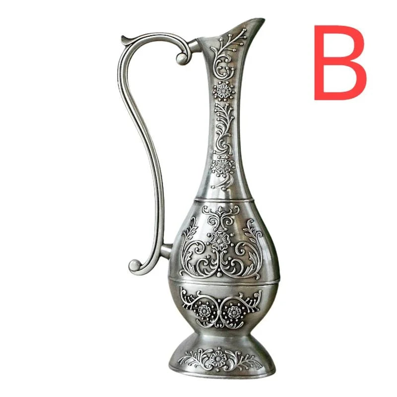 European Vintage Home Decoration Metal Vase Retro Art Craft Wedding Decor Tabletop Ornaments Flower Vases Antique Classic