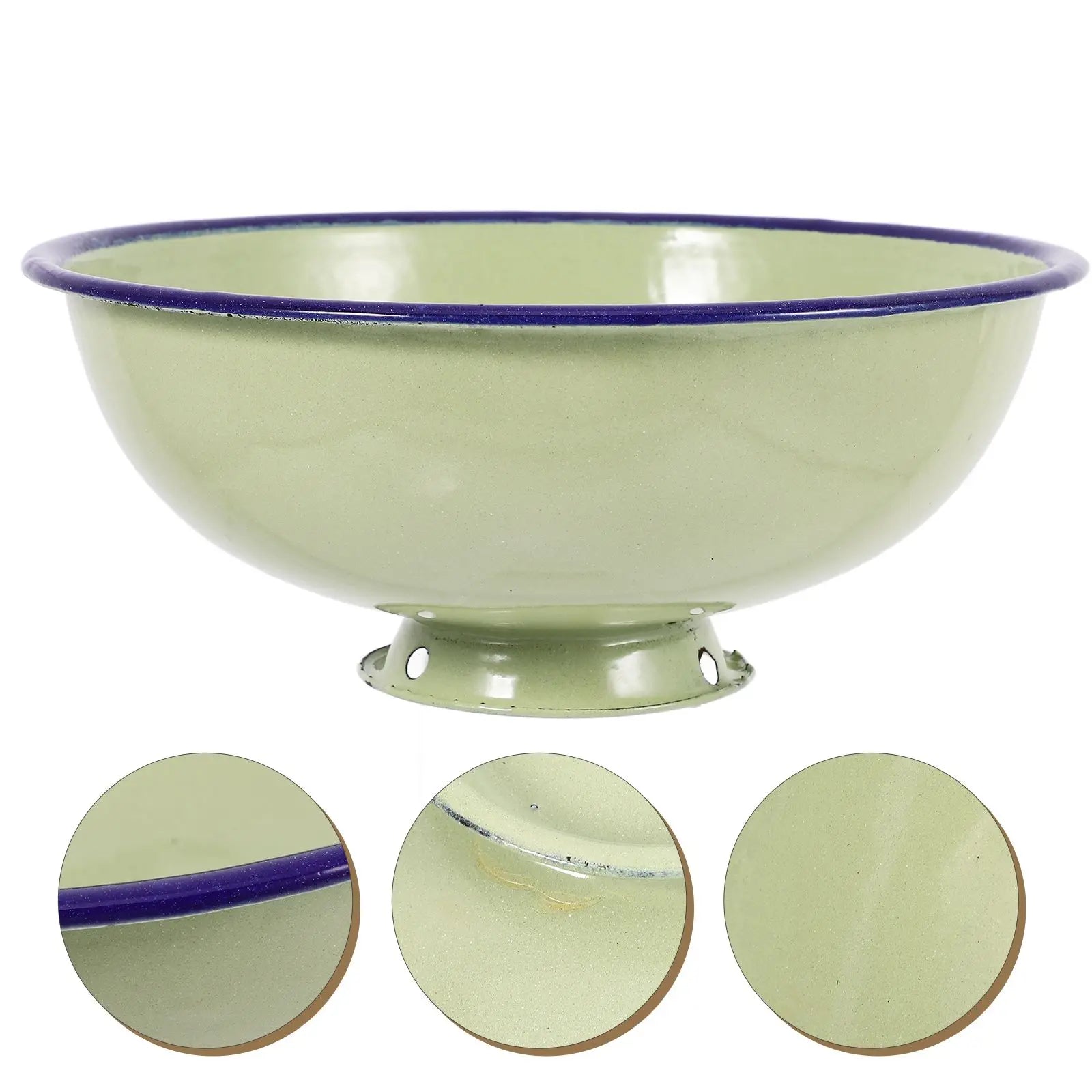 Enamel Bowls Retro Kitchenware Large Capacity Rice Salad Fruit Soup Bowl Vintage Design Classic Color Scheme