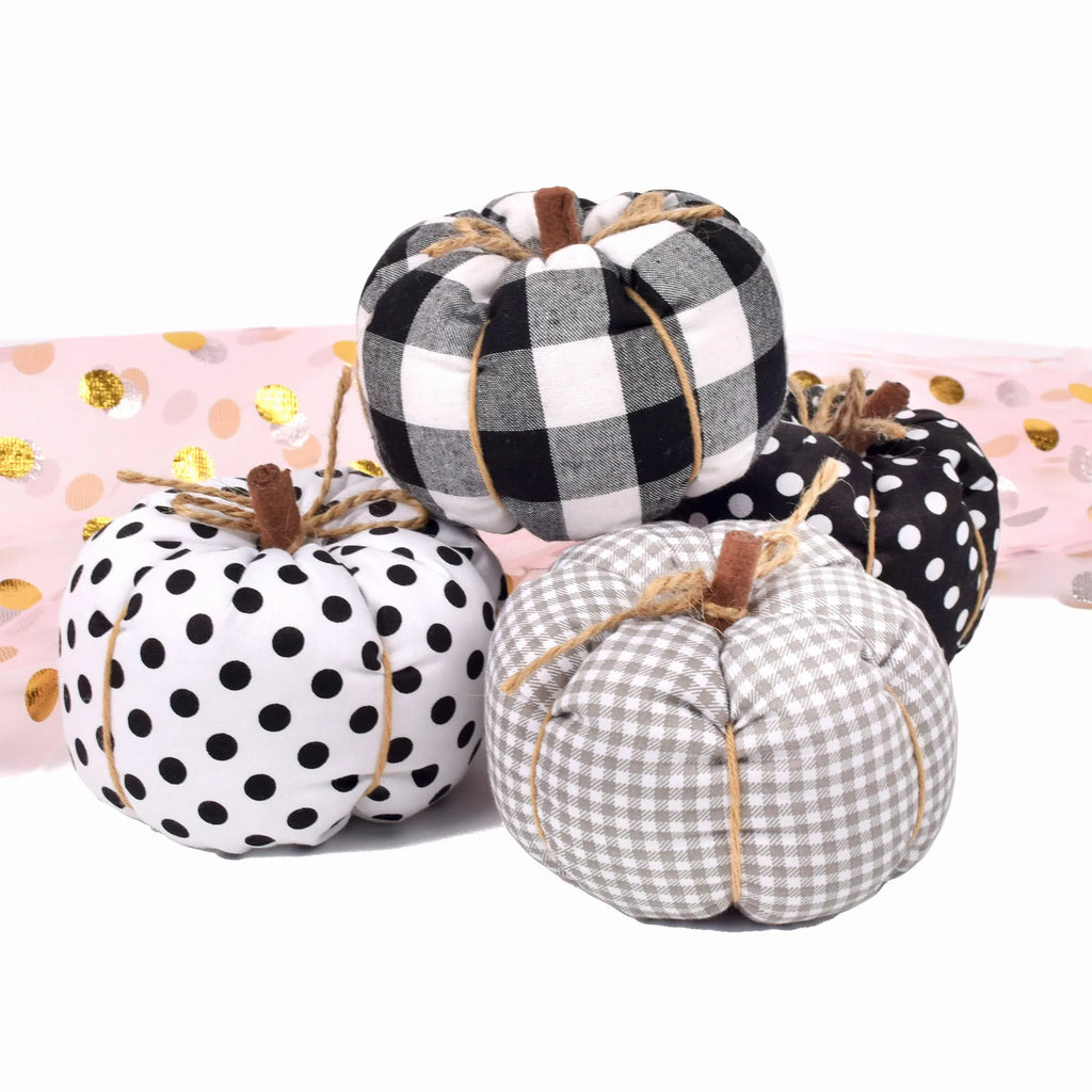 4pcs Thanksgiving fabric pumpkin decoration, Halloween mini art pumpkin ornament, dining table center decoration