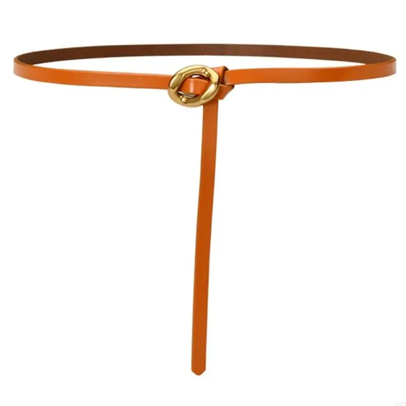 652F Selfknotted Thin Belt Aesthetic Leather Belt Waistband Decorative Skinny Belt for Shirt Dress Elegant Office Formal Belt