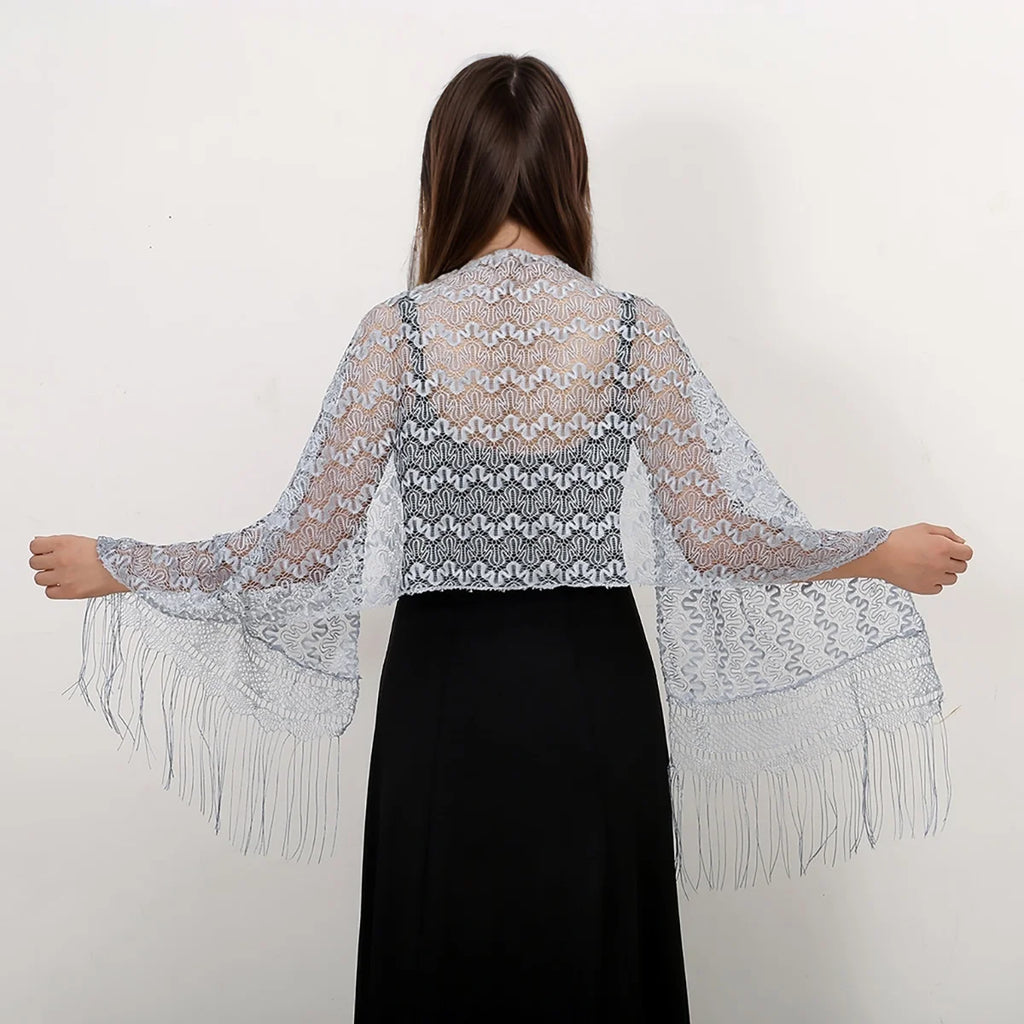 Women's Evening Dresses Shawls Bridal Bridesmaid Wedding Shrugs Wraps Sheer Hollow Party Shawl Cape Shinny Sequins Embroidered