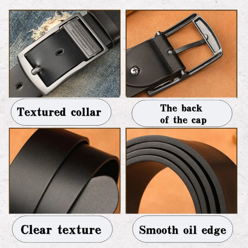 Business light luxury belt classic men's atmospheric belt antique alloy buckle texture leather belt young people fashion belt