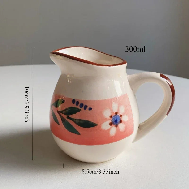 New Vintage Ceramic Creamer with Handle Cream Jug Gravy Boat Coffee Milk Pitcher Dipping Sauce Jug Milk Pourer Syrup Dispenser