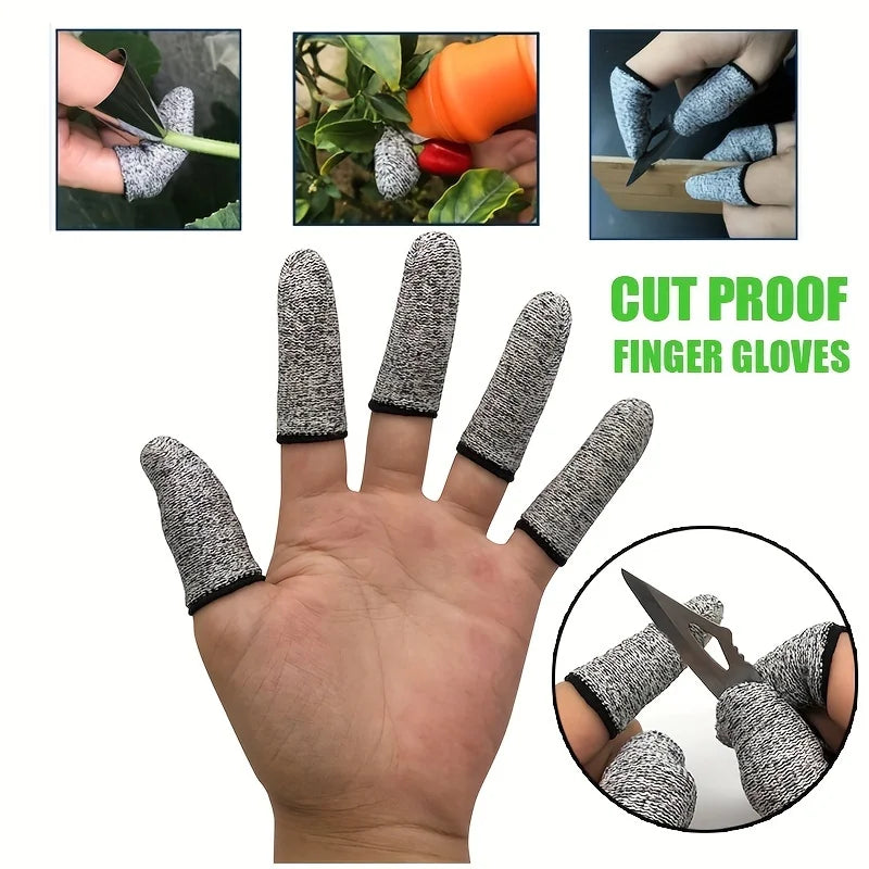 10Pcs 5-level Protection High Performance Anti Cutting Finger Gloves for Outdoor Work in Kitchen