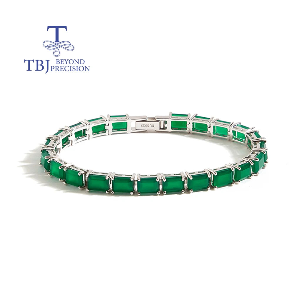 Delicate and gorgeous natural green agate bracelet 925 Silver fine jewelry for ladies banquets & Parties & Holiday gifts