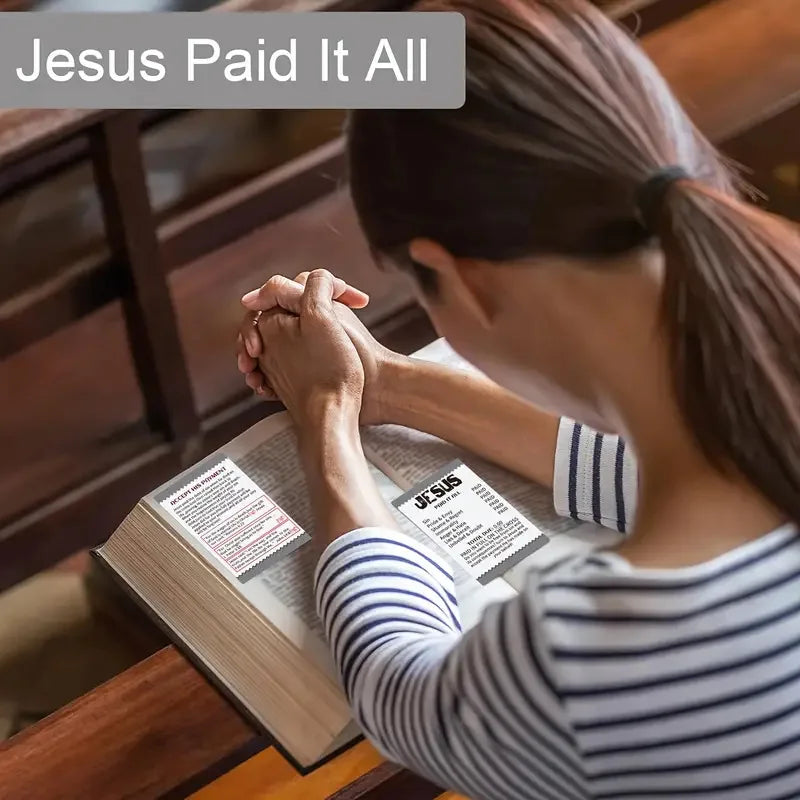 50/100 Pcs Gospel Booklet Card - Flat Illustration Pocket Bible Verse Card Prayer Postcard Poem Bookmark