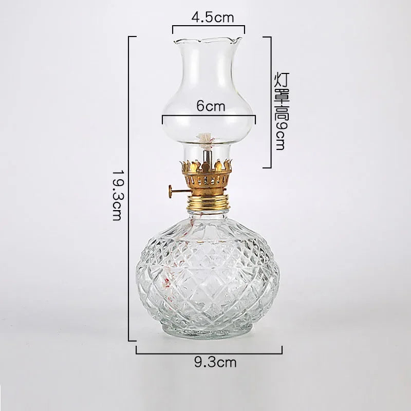 Rustic Large Oil Lamp Vintage Glass Kerosene Lamp Antique Oil Lamps for Indoor Use Emergency Lighting Hurricane Lamp Chamber