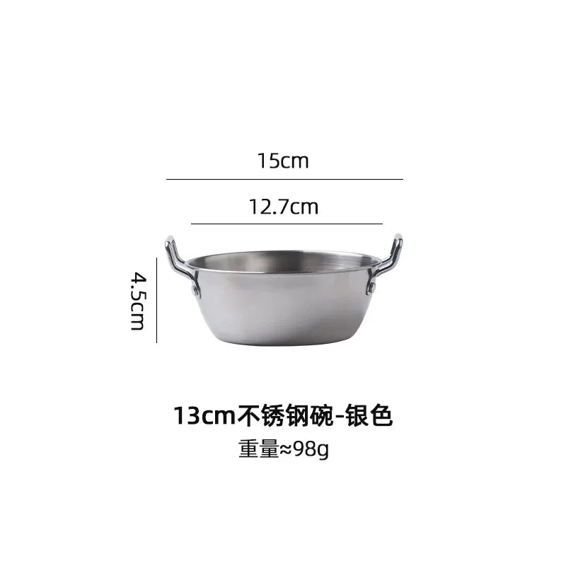 1pcs Stainless Steel Korean Style Pot Golden Sauce Dishes Appetizer Serving Dishes Sets Tray Spice Plates Kitchen Tableware