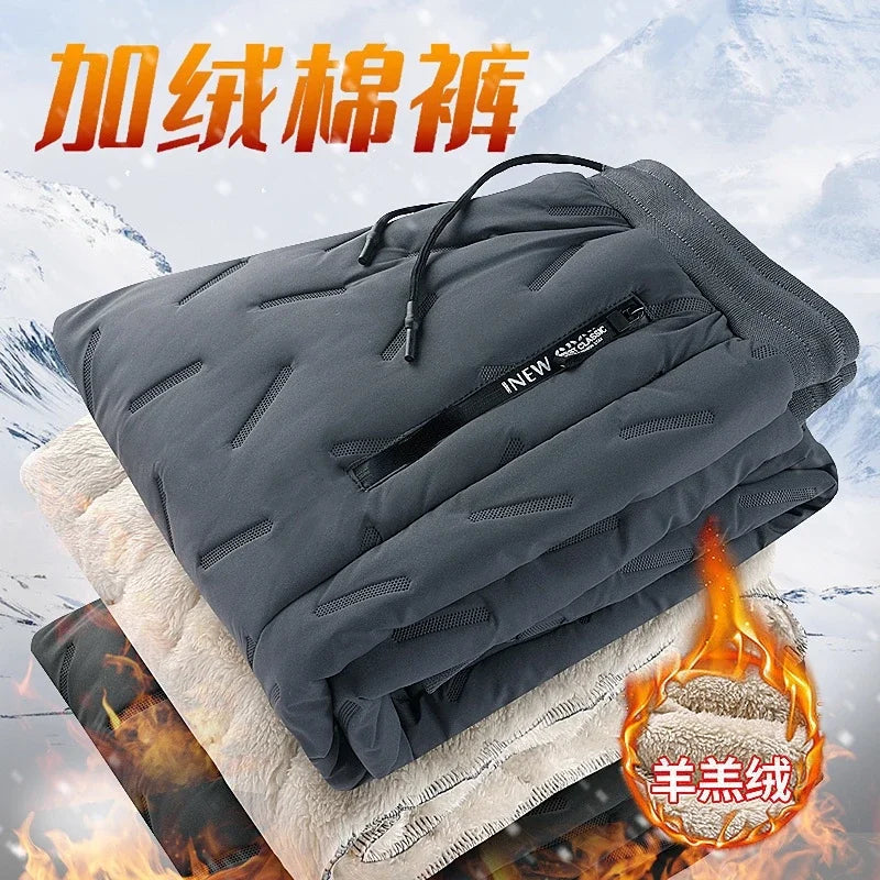 Lamb Feather Pants Men's Lined Fleece Pants Men's Cashmere Sports Pants Men's Autumn Winter Casual Jogging Pants Winter Warm