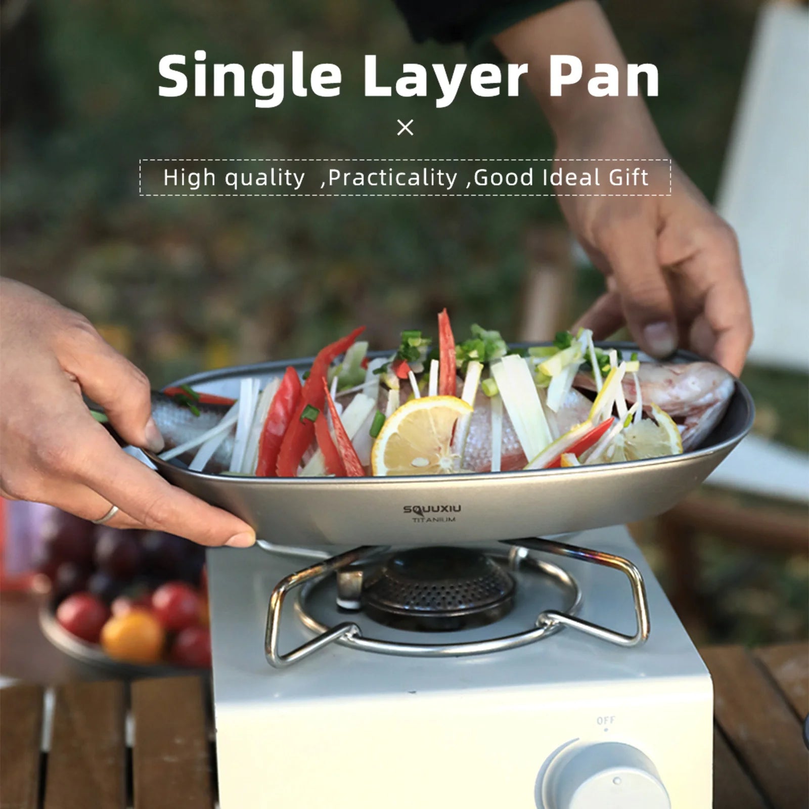 Titanium Plate Outdoor Camping Plate BBQ Fish Plate Ultra-Lightweight Stackable and Portable Health-Grade 106g Salad Plates
