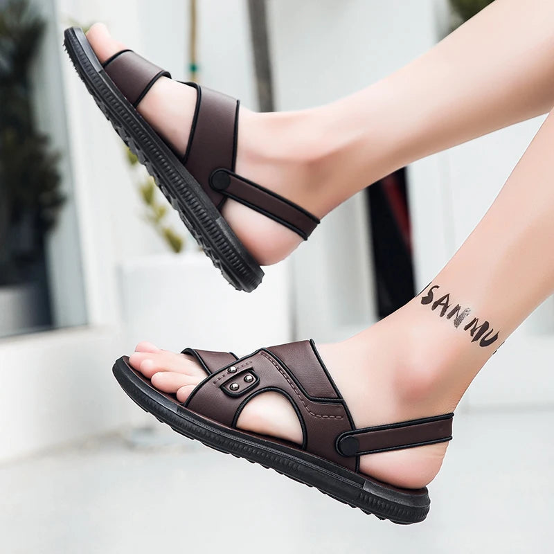 Fashion Men's Sandals Breathable Slippers Men Summer Sandals Male Casual Beach Shoes For Men Business Leather Sandals
