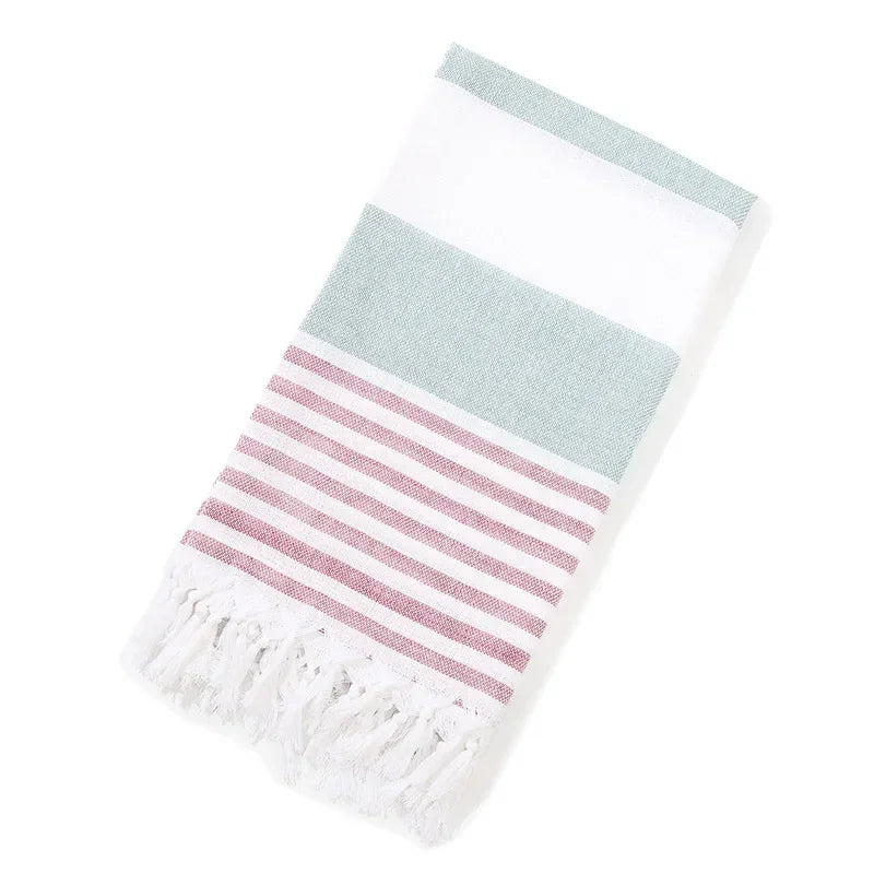 Cotton and Linen Striped Quick-drying Shawl European and American Popular Yarn-dyed Cotton Turkish Beach Towel with Tassels
