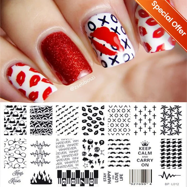 BORN PRETTY Stamping Plates Nail Art Templates Flower Natural Animal French Tips  DIY Nail Design Image Stencil Tool Manicure