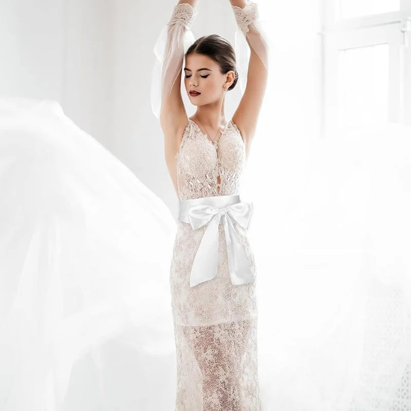 Women Sash Belt for Bow Dress Long Satin Waist Belt for Wedding Party Special Occasion
