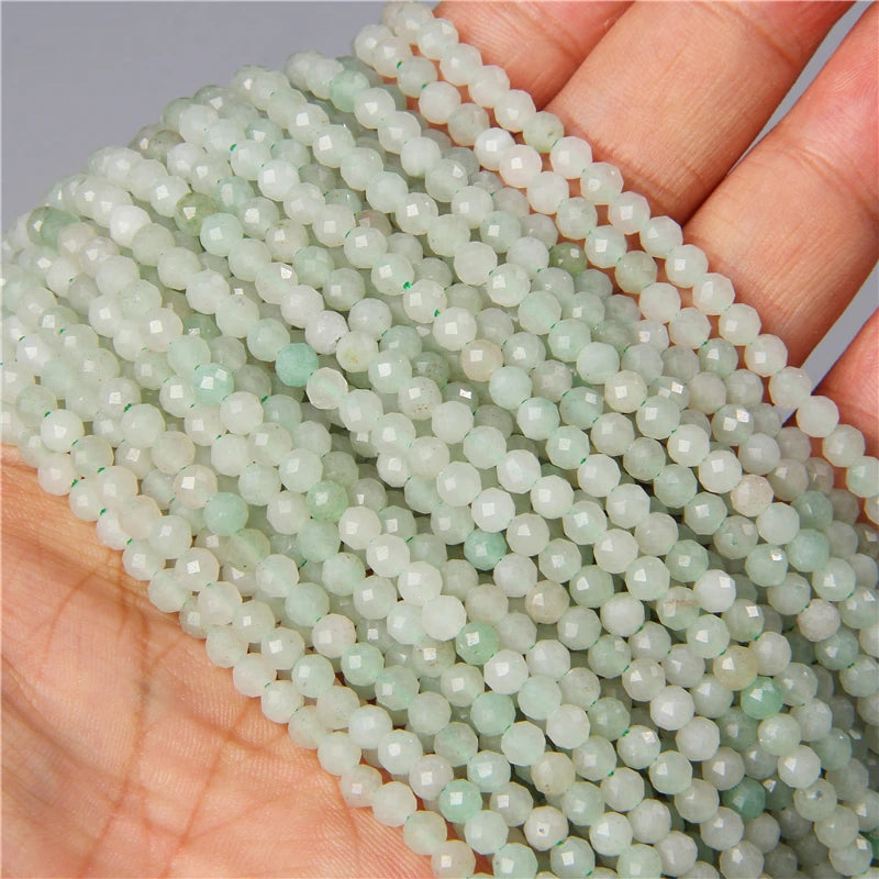 Micro Faceted Bead Natural Stone Beads Facted Green Emeralded 2 3 mm Spacer Loose Beads for Jewelry Making Necklace DIY Bracelet