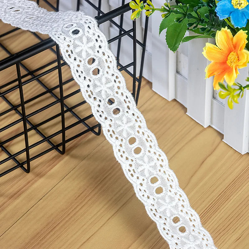 New off White pure cotton cloth Hollow out embroidery can pass ribbon lace women's clothes decoration fabric W155