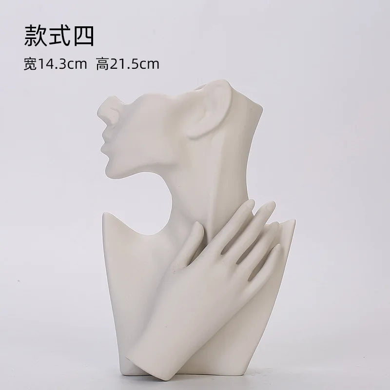 NEW Nordic Modern Simple Ceramic Vases Plain Burning Decoration Living Room Office Home Furnishings Creative Body Shape Bottles