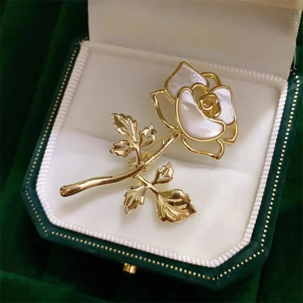 Fairy Rose Brooch For Women Luxury Design Natural Shell Chest Flower Brooch Pins Jewelry Romantic Badge Wedding Birthday Gifts
