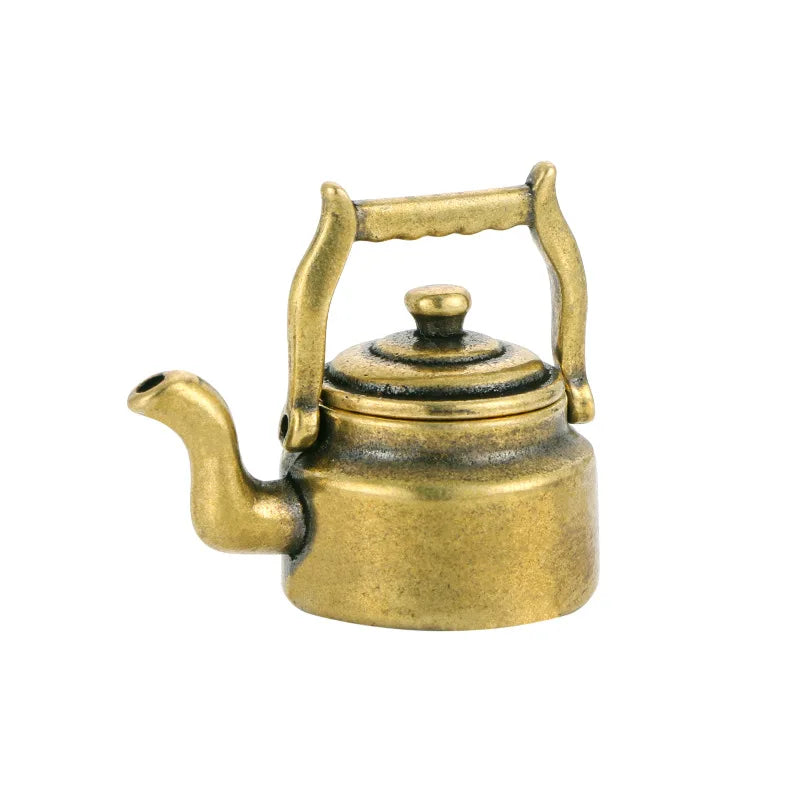 Antique Antique Made Old Boiling Kettle Brass Decorations Children's Fun Antique Tea Pet Decorations Handicrafts Collection