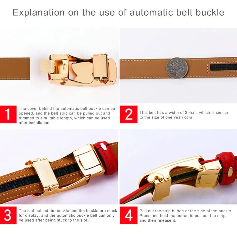 Women Belt Luxury Famous Designer Brand Real Genuine Leather Strap Automatic Buckle Belts Waistband