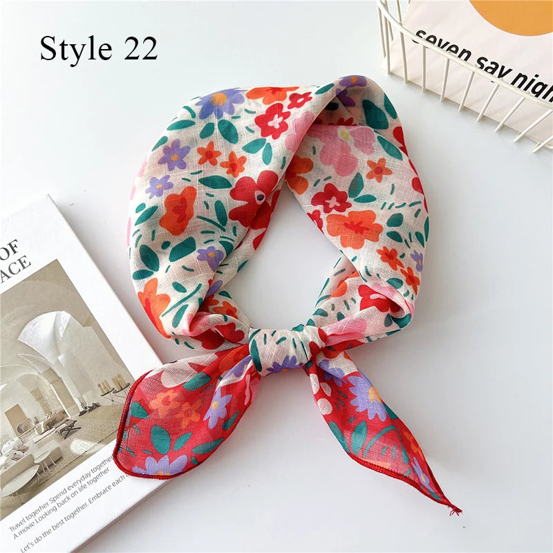 Fashion Cotton Linen Shawl Square Scarf for women sweet Cherry Print Hijabs Ladies Wraps summer sunscreen Bandanas Head scarf