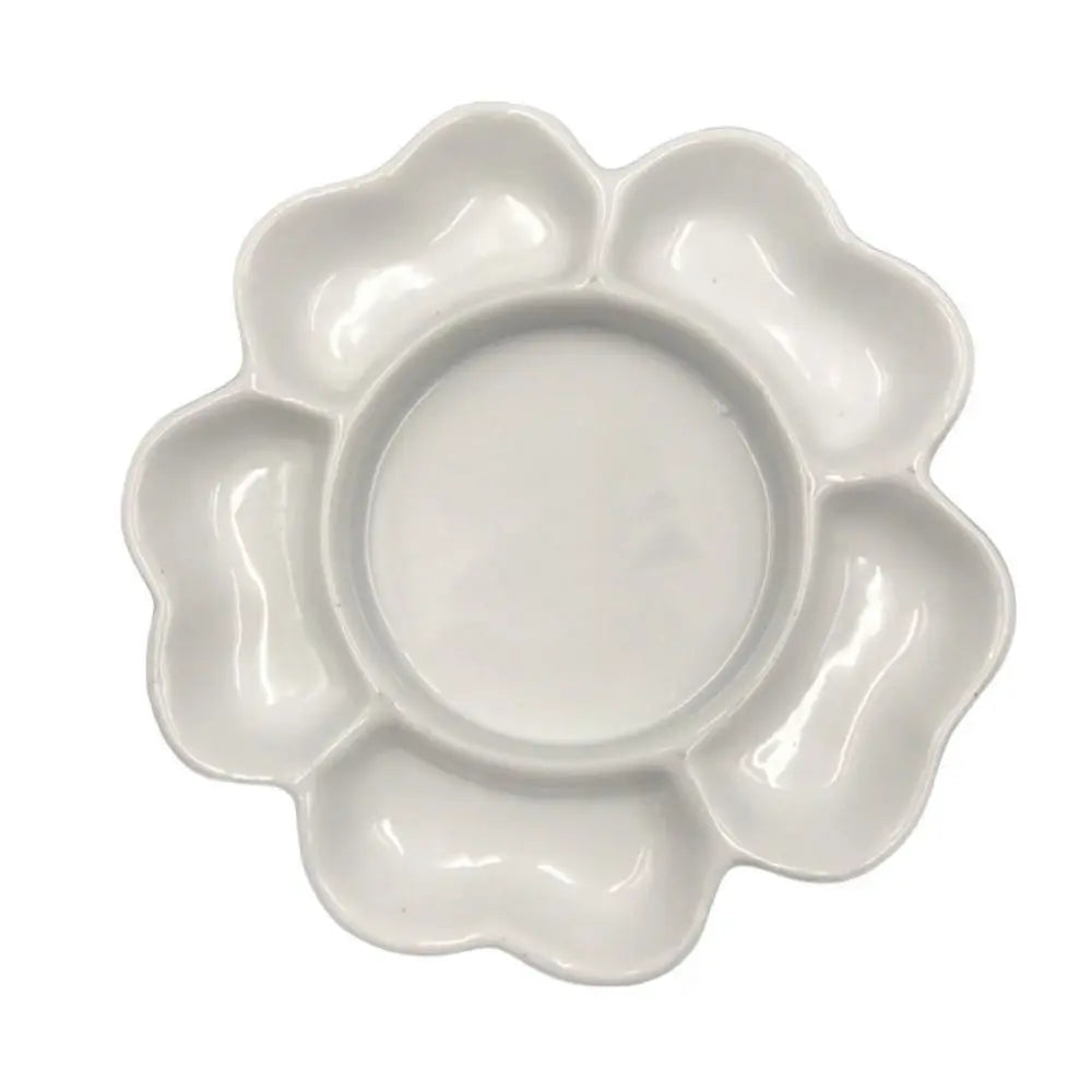 Traditional Ceramic Paint Palette Tray White Portable Porcelain Palette 3 Size Flower Shaped Plum Blossom Paint Plate for Artist