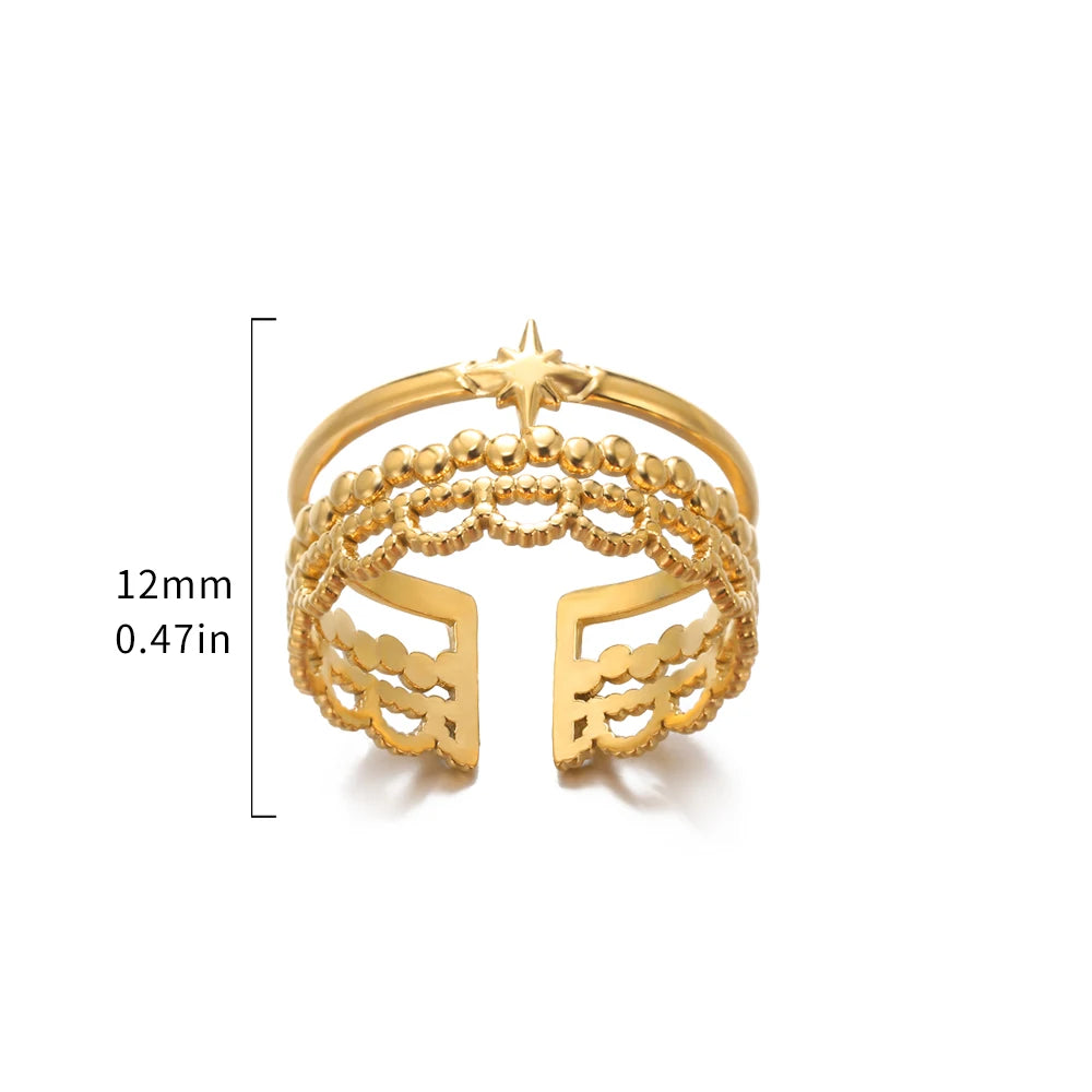Retro Stainless Devil's Eye Rings For Women Men Punk Sun Adjustable Opening Ring Hipster Minimalist Round Heart Ring Jewelry New