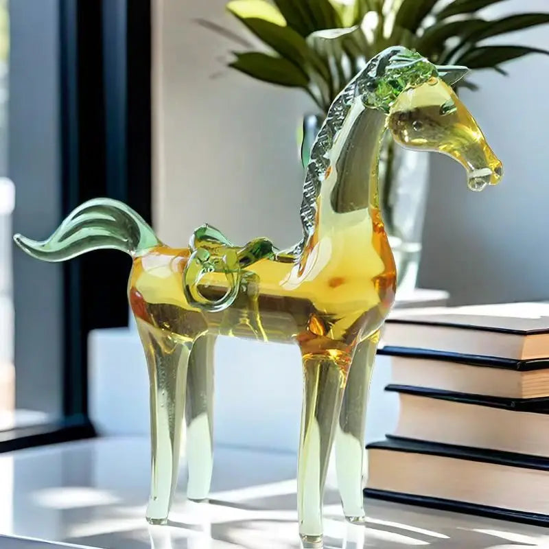 Liuli Zodiac horse ornament statue creative horse office decoration desktop glass crafts meaning horse to success