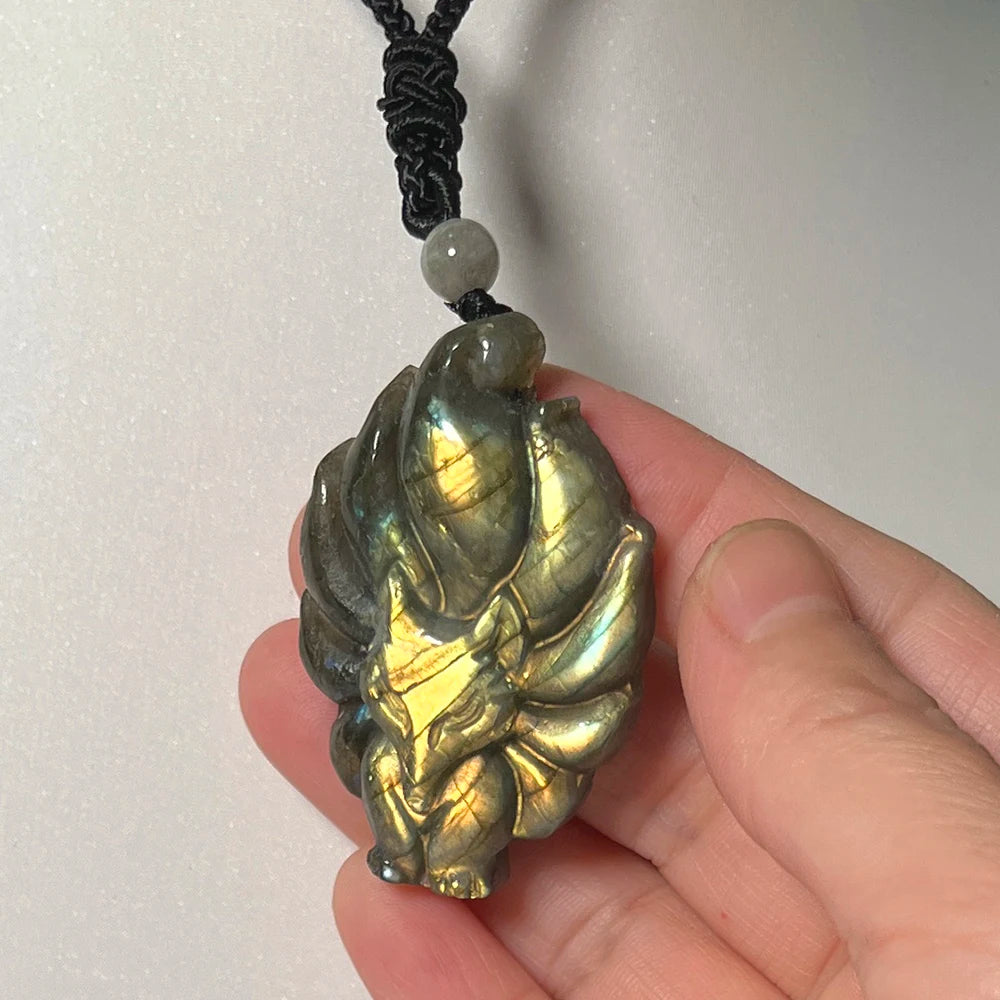 Necklace Pendant Natural Stone Irregular Shape Bead Blue Green Orange Labradorite Pendant for Women Men Jewelry 1Pcs