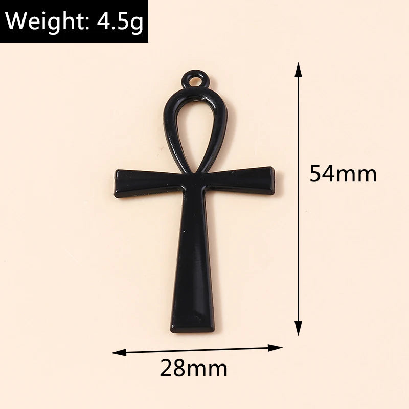 10pcs Steampunk  Crosses Charms for Jewelry Making Black Color Rose Cross Charms Pendant Necklace Keychain Diy Jewelry Findings