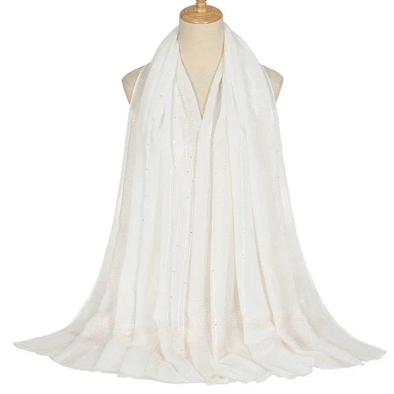 Plain Lurex Glitter Sequin Striped 100% Polyester Fringe Shawl Scarf Lady High Quality Wrap Pashmina Stole Bufandas Muslim Hijab