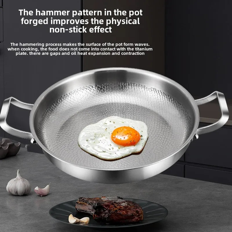 German High-end Titanium Pan Uncoated Steak Frying Pan Titanium Non-stick Pan Universal Induction Cooker