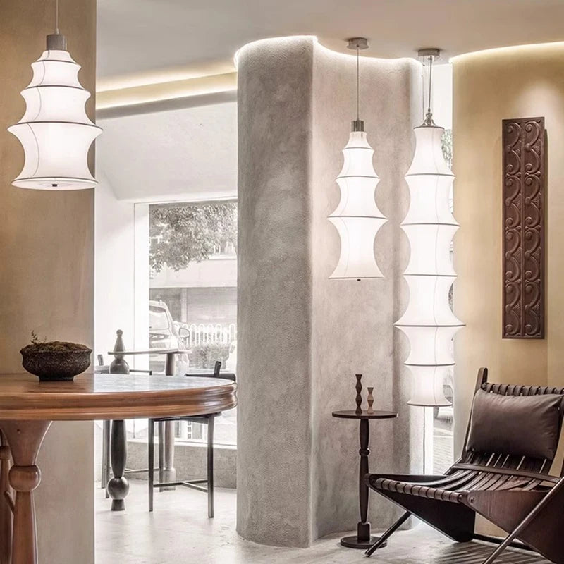 Japanese Wabi Sabi New Chinese Minimalist Bamboo knot Silk Chandelier Restaurant B&B Living Room Decoration Home Pendant Lights