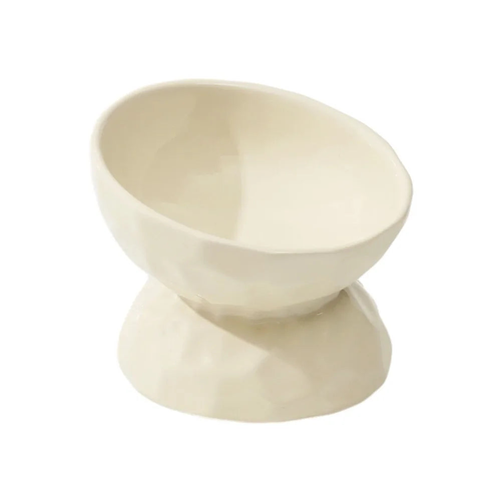 Ceramic Cat Bowl Creative Slanted/Flat Mouth Dog Food Feeding Basin Non-slip Multi-use Pet High Foot Bowl Water Container