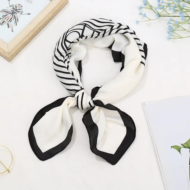 70cm Small Square Head Scarfs for Women Silk Scarf Letter Printed Scarves Headscarf Hair Accessories