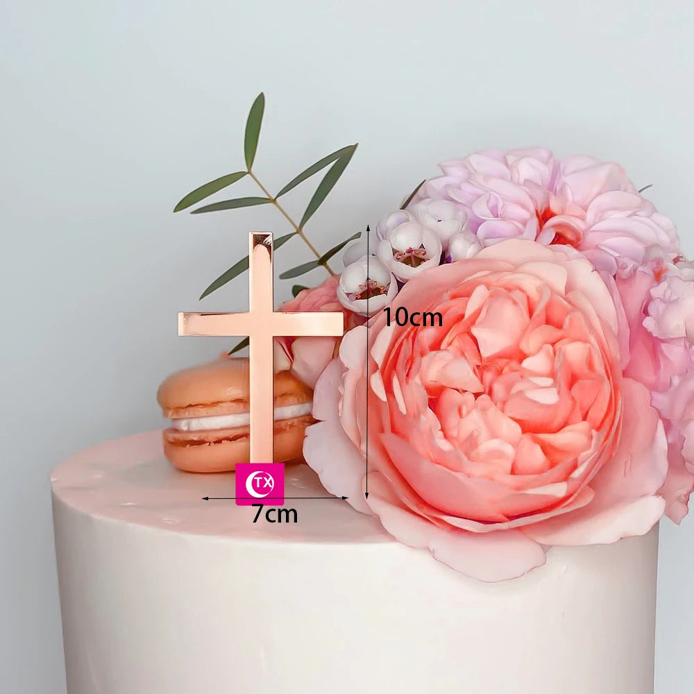 New Baptist Cake Topper Boys and Girls Pigeons IHS Eucharist Golden Cake Topper for Birthday Party Acrylic cake decoration
