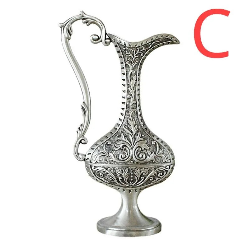 European Vintage Home Decoration Metal Vase Retro Art Craft Wedding Decor Tabletop Ornaments Flower Vases Antique Classic