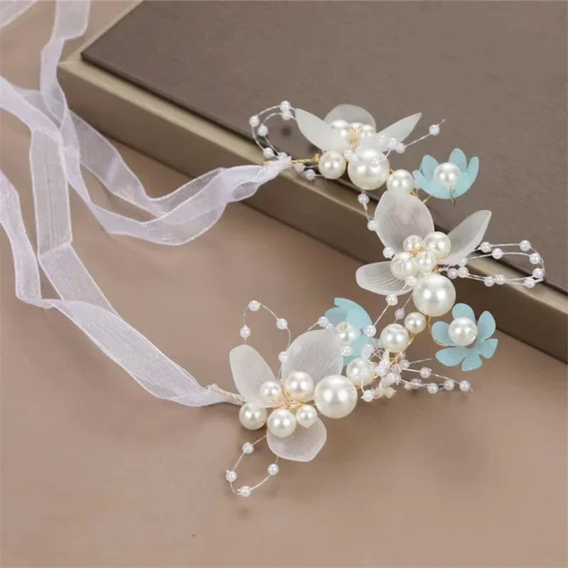 Children's Headwear Elegant Flower Wreath Fairy Crown Headband Princess Children's Hair Birthday Performance Runway Accessories