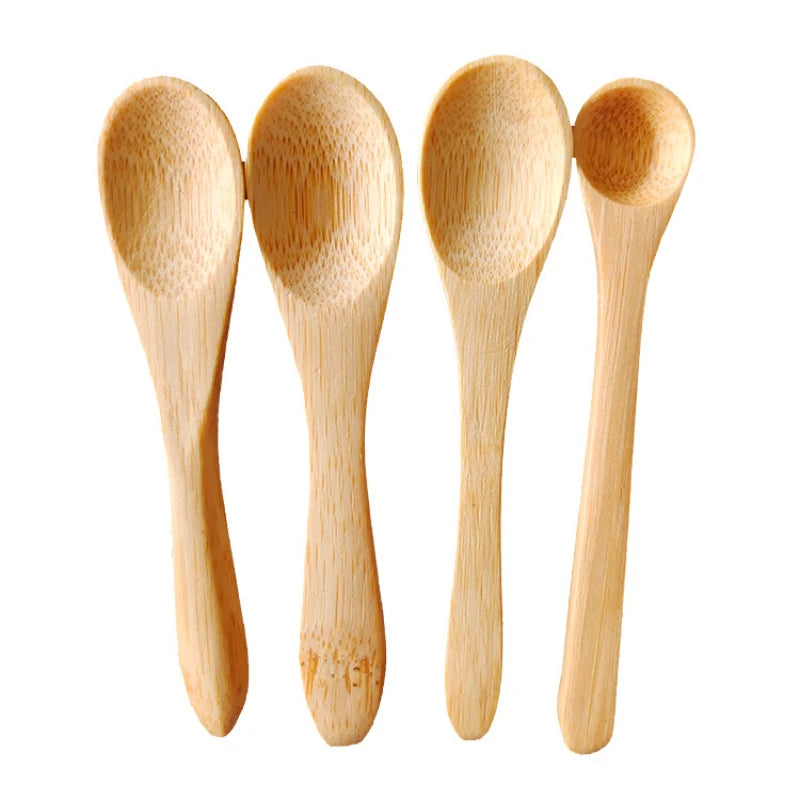 5Pcs Ice Cream Spoon Mini Easy Clean Wear-resistant Natural bamboo Wooden  Honey Children's Spoon Yogurt Spoon for Kitchen