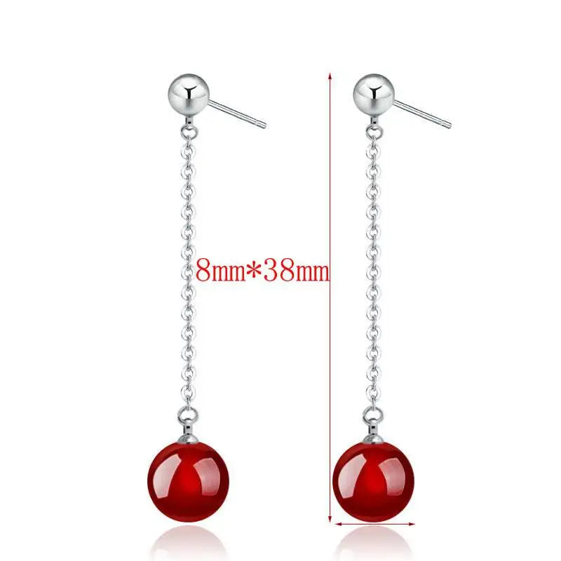 Korean Red Natural Stone Drop Earrings For Women Natural agate Jewelry Bridal Party Wedding Tassel Earrings 2023 Trendy 2Z40