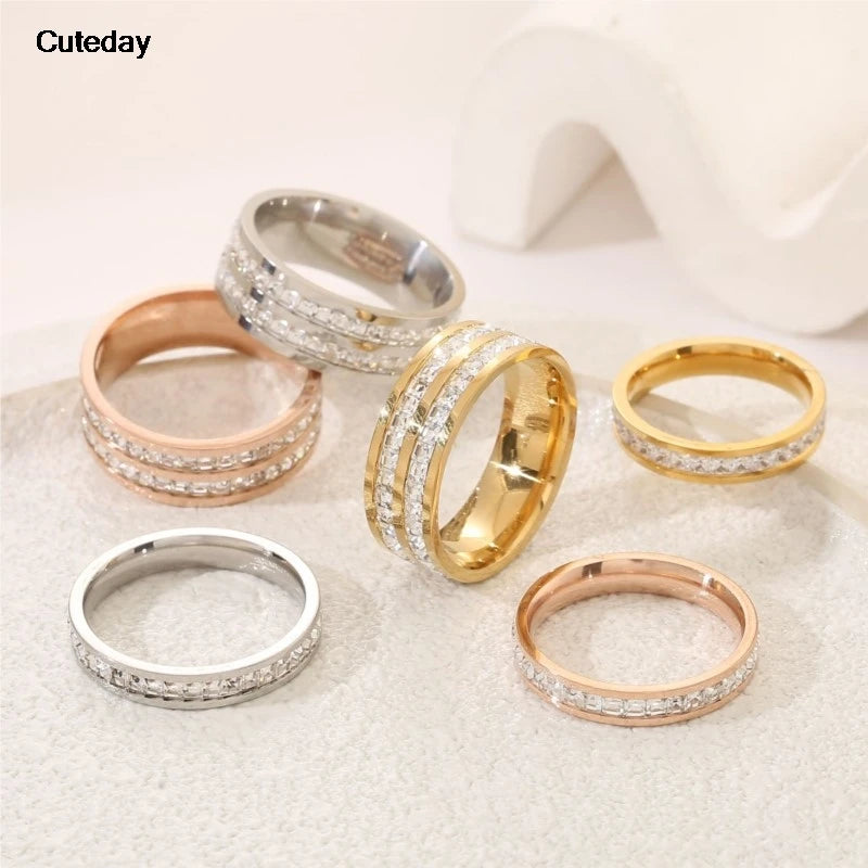 2024 Nwe Stainless Steel 18 K Gold Plated Sun Rings for Women Natural Stone Inlaid in Hollow Metal Texture Ring Trendy Jewelry