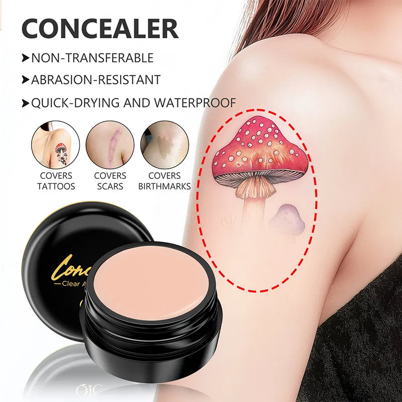 Waterproof Full Coverage Concealer For Tattoos, Scars - Natural Finish Foundation For All Skin Tones & Types Powerful Concealer