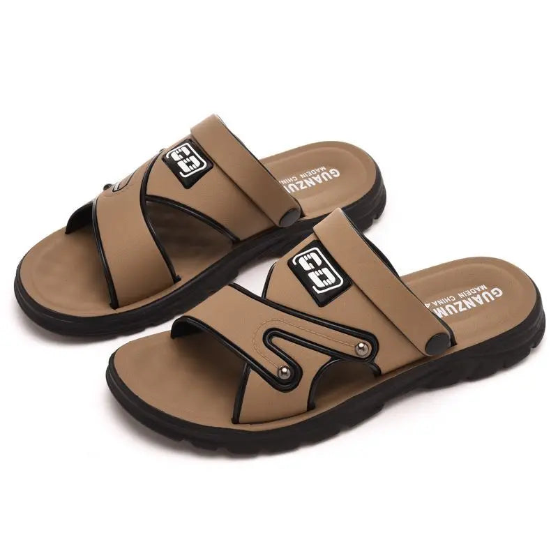 2025 New Men's Sandals Leather Platform Beach Summer Outer Wear Dad Non-slip Wear-resistant Dual-purpose Cool Slippers Men Shoes