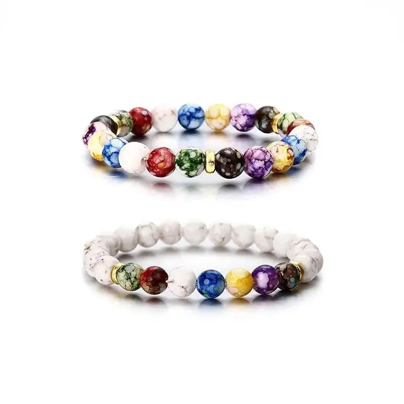 7 Chakra Natural Stone Handmade Braided Double Layer Lava Bracelets for Men Women Colorful Beaded Healing Yoga Jewelry Bracelet