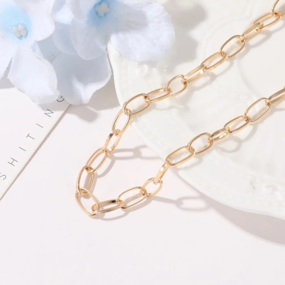 New Arrival Fashion Simple Short Thick Chain Necklace Punk Hip-hop Clavicle Chain for Women Personality Jewelry Accessories Gift